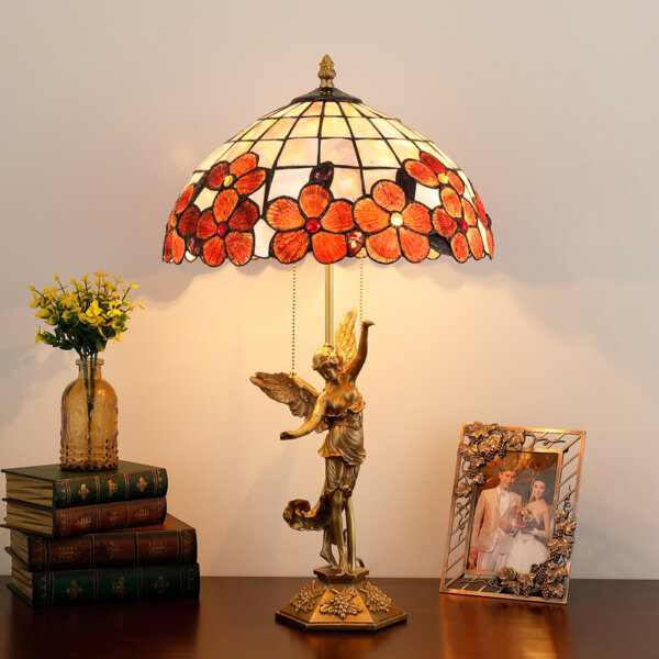 Red Flower Pastoral Shell LED Table Light - Image 2