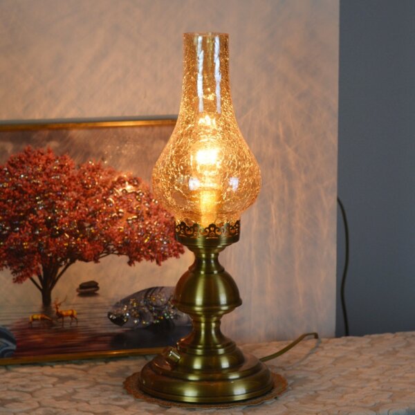 Retro Metal Electric Glass Flame Table Lamp - Image 2