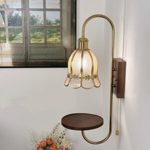 Vintage Nordic Amber Small Flower LED Glass Wall Lamp