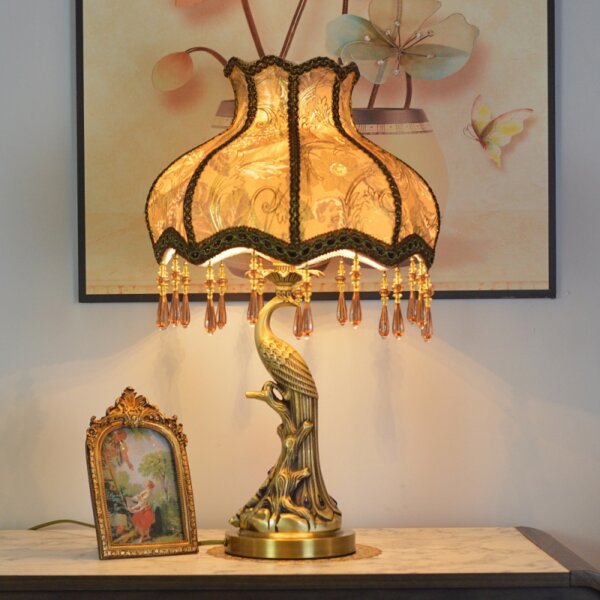 Luxury Romantic Copper Fabric Wedding Table Lamp - Image 2