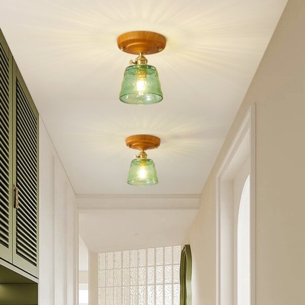 Retro Lotus Leaf Aluminum Glass Small Ceiling Light - Image 3