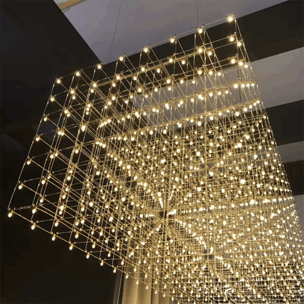 Large LED Stainless Steel Crystal Chandelier - 图片 3