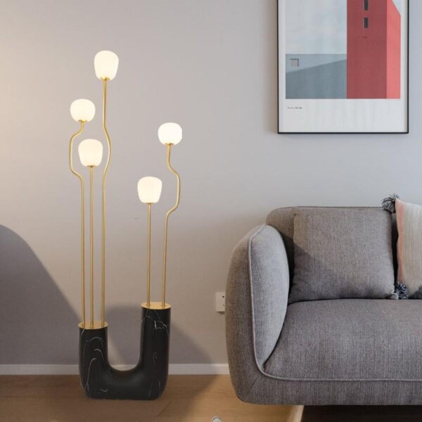 U-Shaped Glass Metal Black White Floor Light - Image 3