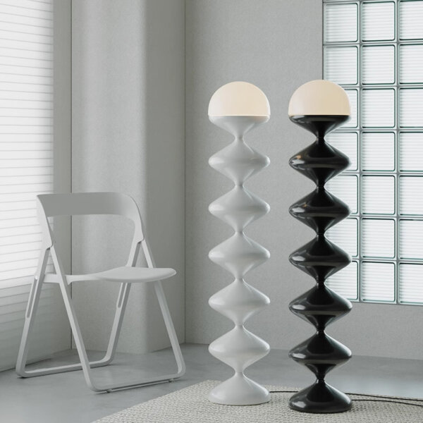 E27 Black White H121cm Hardware Acrylic Floor Light - Image 4