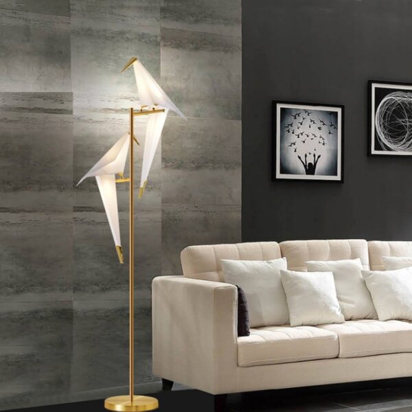 H165cm Black Copper Bird Acrylic Floor Lamp - Image 4