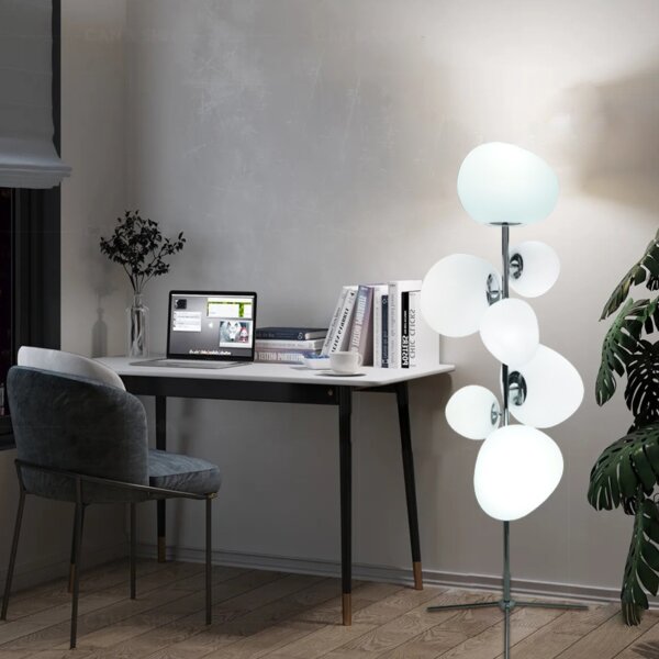 7 Head Egg H165cm Iron White Black Floor Lamp - Image 3
