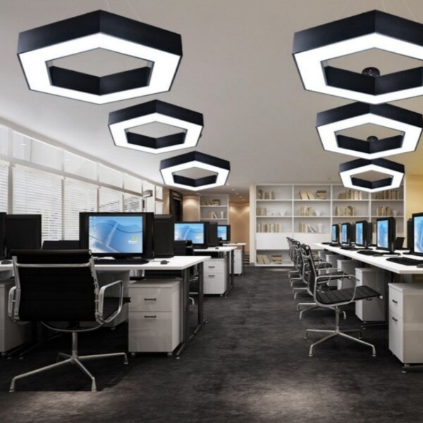 Black White Hexagon Pendant Light - Image 4
