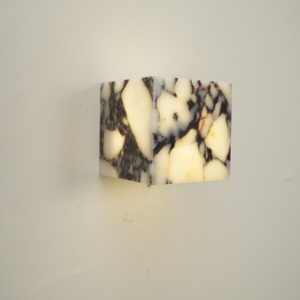 Cube Edge 12cm Natural Marble Wall Light - Image 3