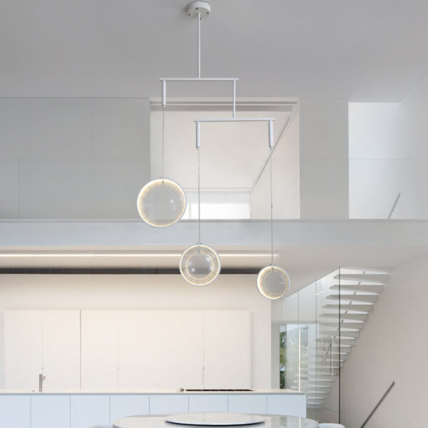 Body Rotated Freely Glass Lens Hardware Pendant Light - 图片 4