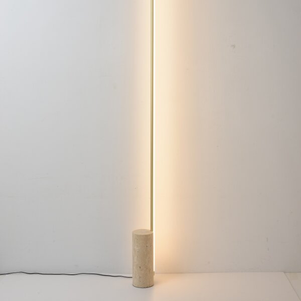 H207CM Aluminum Yellow Travertine LED Floor Lamp - 图片 3