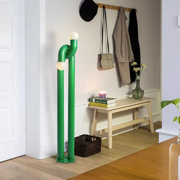 Green Orange Curved Tube LED Floor Light - 图片 3