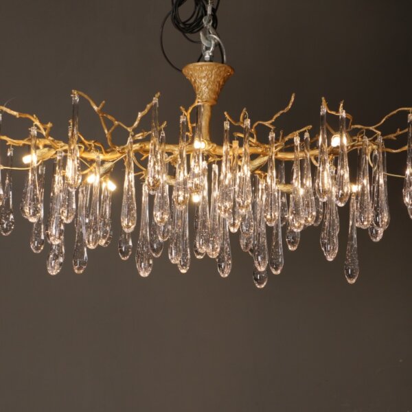 Art Copper Glass Water Drop Chandelier