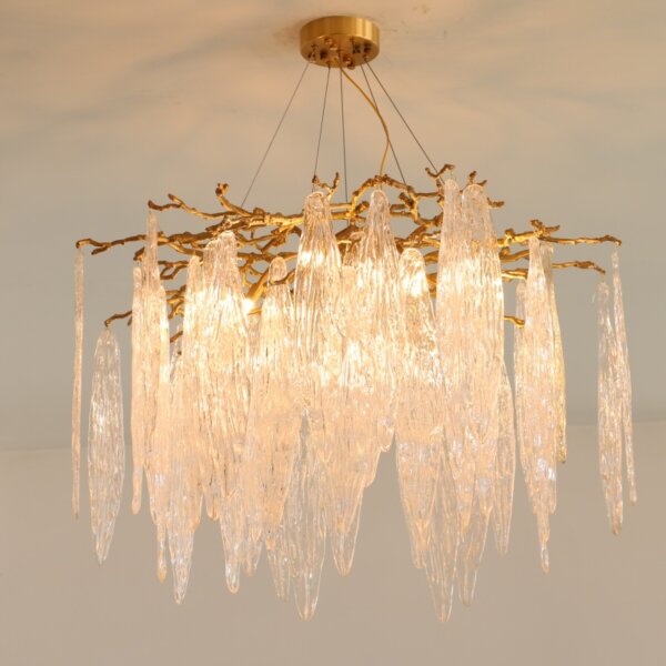 All Copper Branches Glass Leaf Chandelier - 图片 3