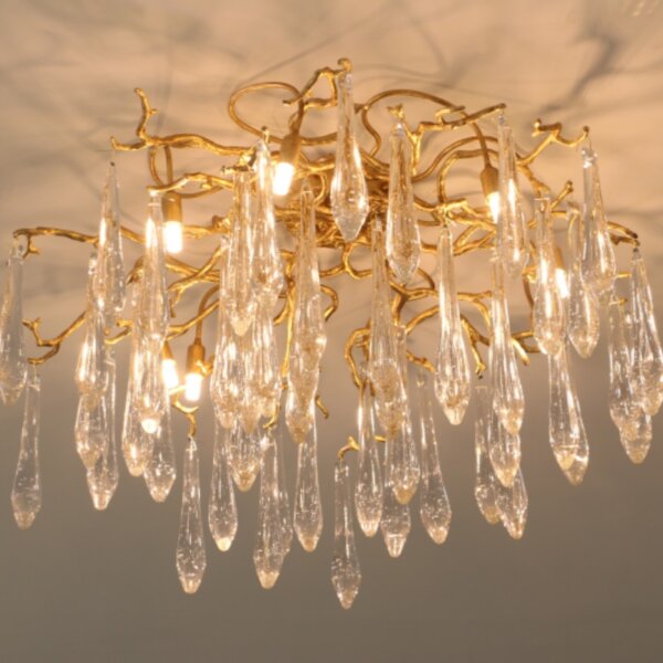 Crystal Brass Frame Chandelier Lamp - 图片 3