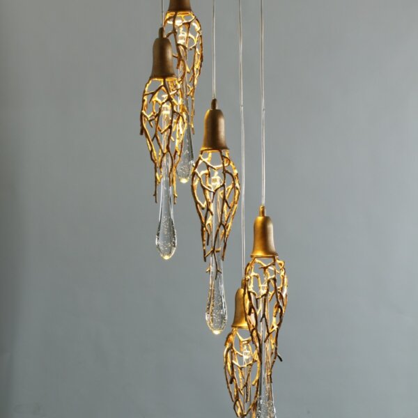 H88CM Brass Chandelier Copper Crystal - 图片 3