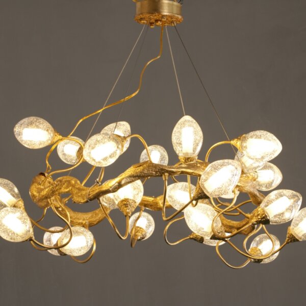 H30CM Copper Chandelier Glass Ball - 图片 3