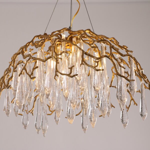 D60CM Glass Chandelier Copper Brass - 图片 3