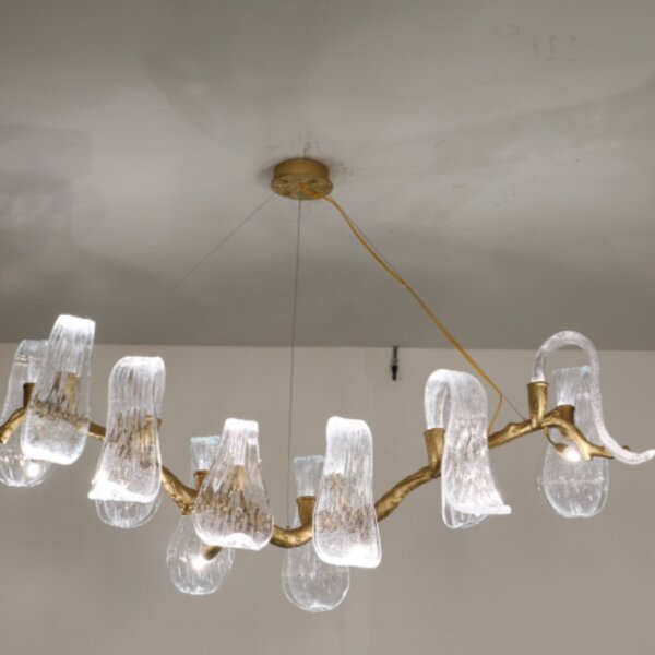 H40CM Adjustable Chandelier Glass Copper - 图片 3