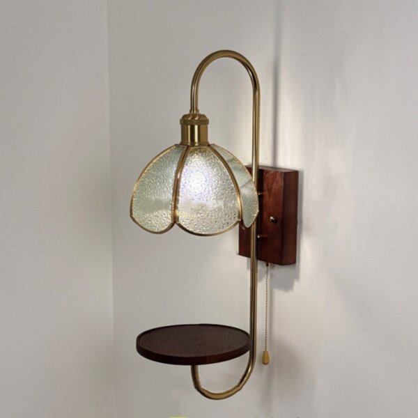 Vintage Nordic Amber Small Flower LED Glass Wall Lamp - Image 2