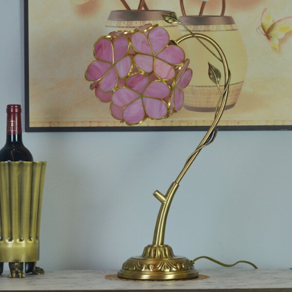 Pink Flower Cherry Blossom Glass Petal LED Table Light - Image 3