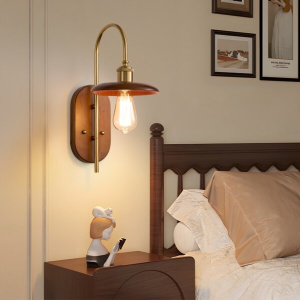 E27 Modern Nordic Wood Iron Wall Lamp - Image 3