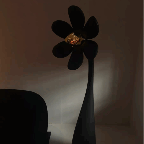 H165cm Flower Resin E27 Black Floor Light - Image 3