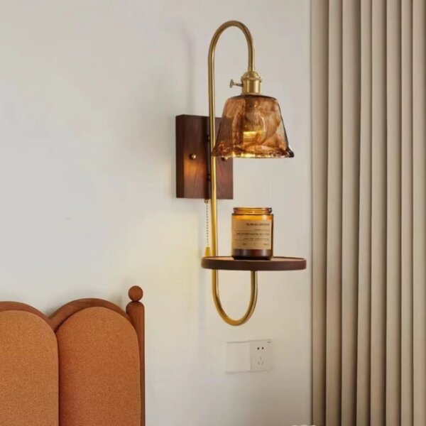 Nordic Retro Wood LED Metal Ceramic Wall Lamp - Image 3