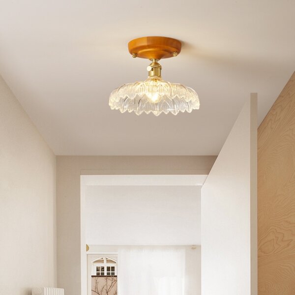 Retro Lotus Leaf Aluminum Glass Small Ceiling Light - Image 4