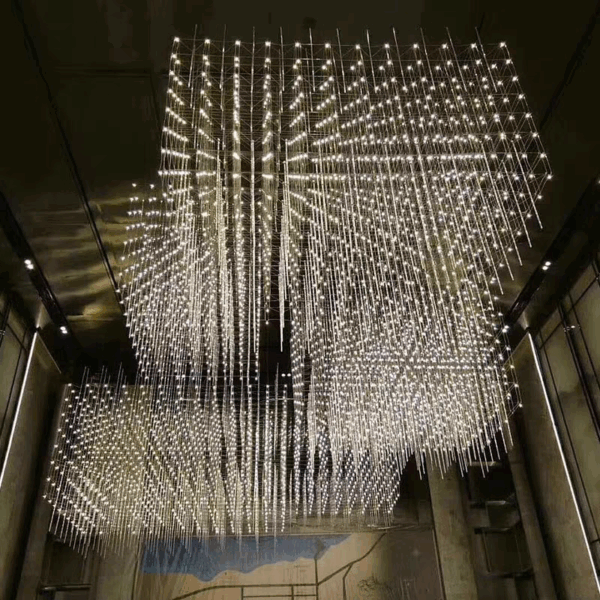 Large LED Stainless Steel Crystal Chandelier - 图片 4