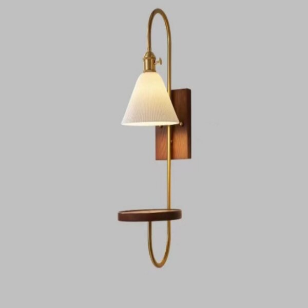 Nordic Retro Wood LED Metal Ceramic Wall Lamp - Image 4