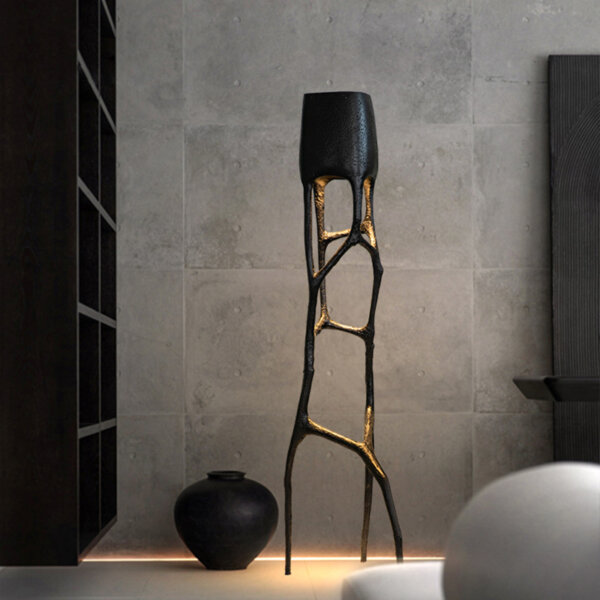 Art Tree Crotch Black Standing Floor Light - Image 4