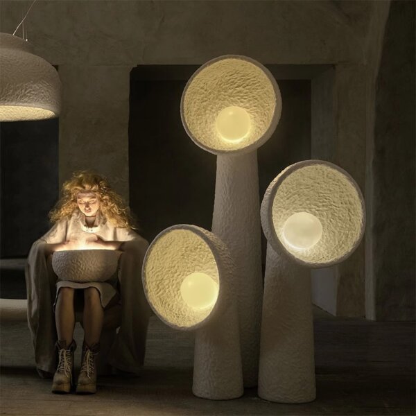 Beige Wabi-Sabi Large LED Floor Lamp - Image 2