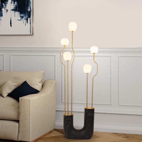 U-Shaped Glass Metal Black White Floor Light - Image 4