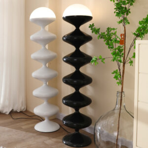 E27 Black White H121cm Hardware Acrylic Floor Light