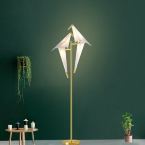 H165cm Black Copper Bird Acrylic Floor Lamp