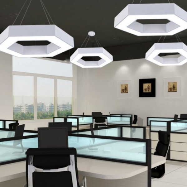 Black White Hexagon Pendant Light - Image 5