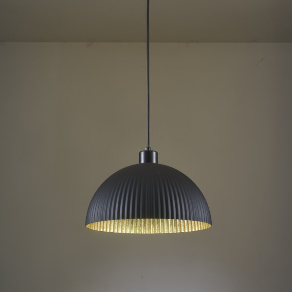 Vertical Striped Iron Black Pendant Lamp - 图片 4