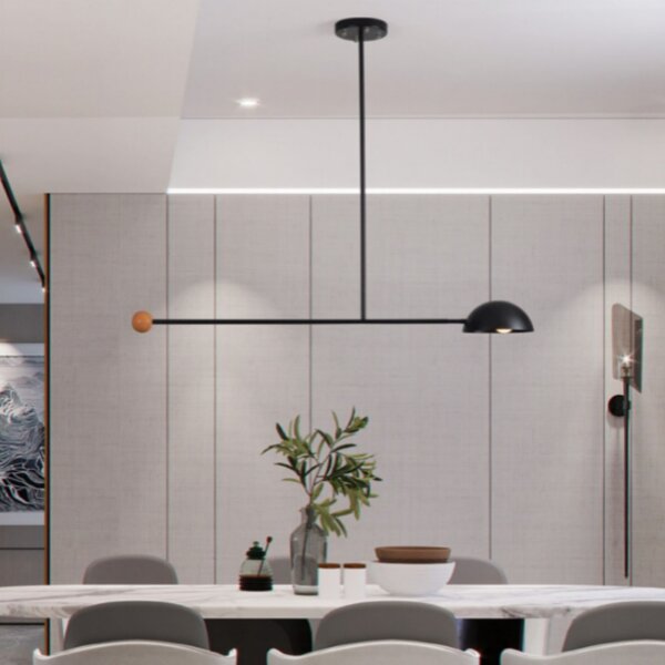 E14 Iron Glass Wood Pendant Light - 图片 4