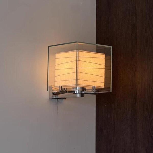 Rice Paper Hardware Glass Wall Lamp - 图片 4