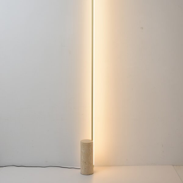 H207CM Aluminum Yellow Travertine LED Floor Lamp - 图片 4