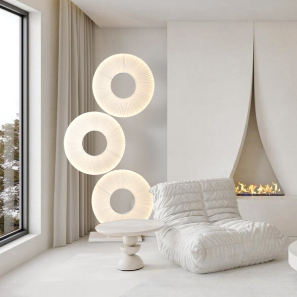 H175CM White Fabric LED Floor Light - 图片 4