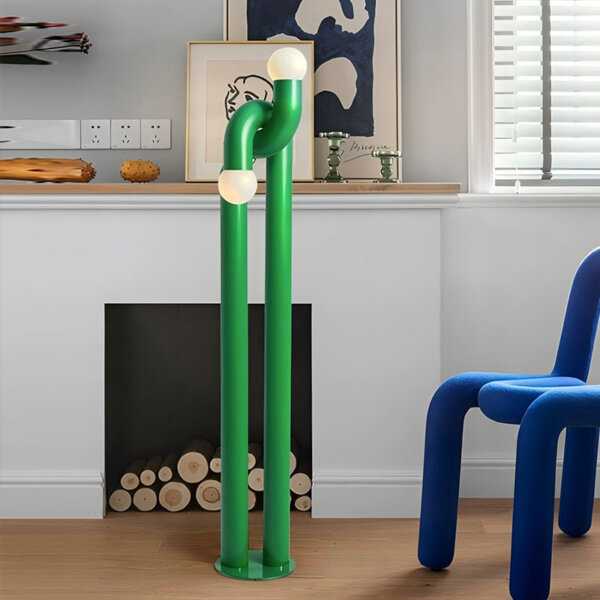 Green Orange Curved Tube LED Floor Light - 图片 4