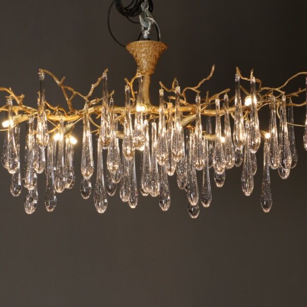 Art Copper Glass Water Drop Chandelier - 图片 4