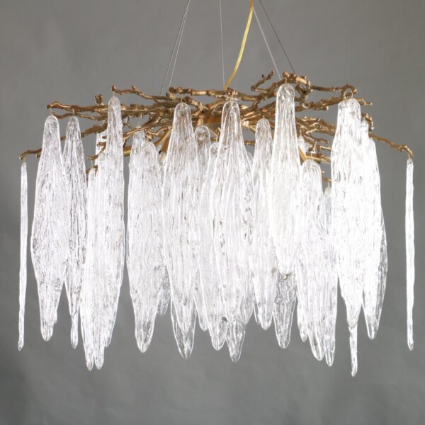 All Copper Branches Glass Leaf Chandelier - 图片 4