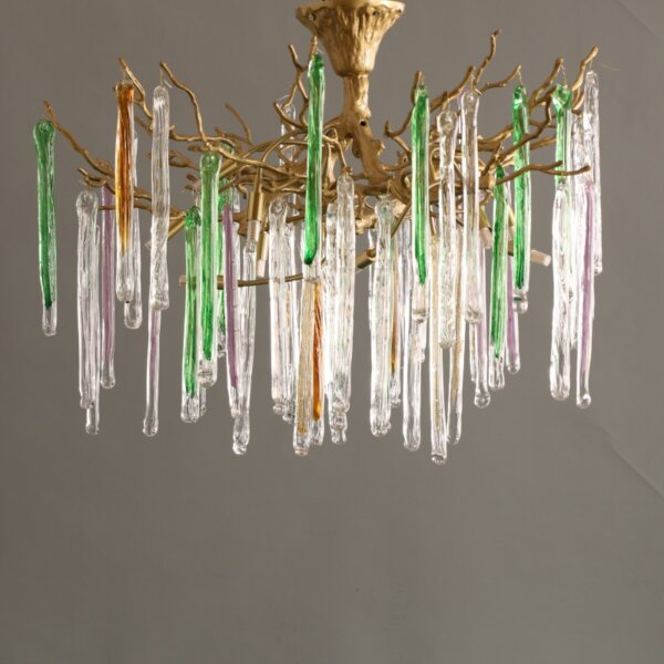 Branch Copper Glass Colorful Chandelier - 图片 4