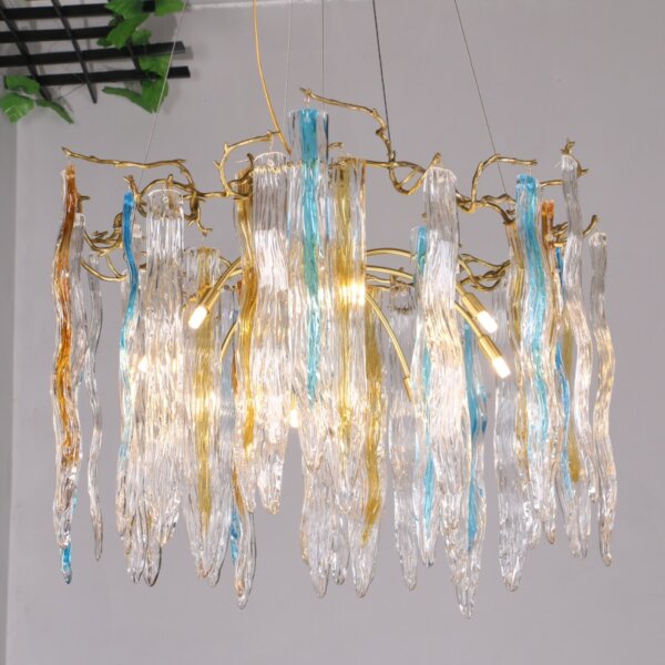 H55CM Copper Chandelier Glass Colorful - 图片 4
