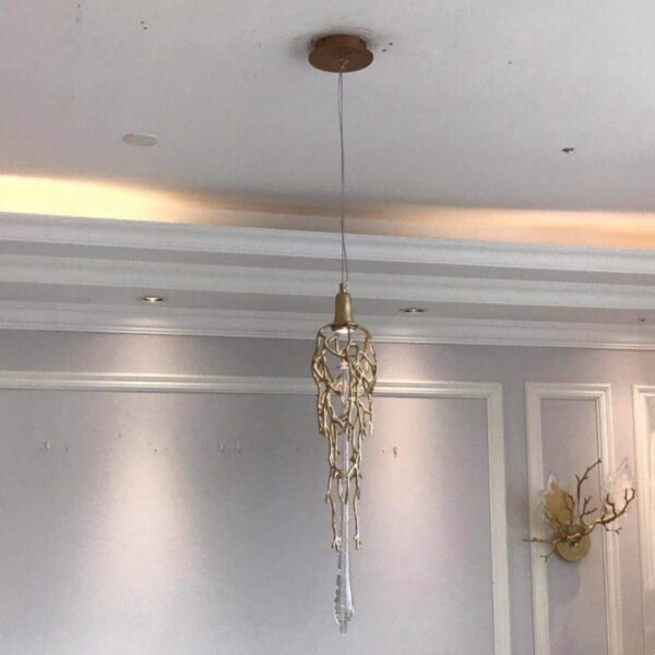 H88CM Brass Chandelier Copper Crystal - 图片 4