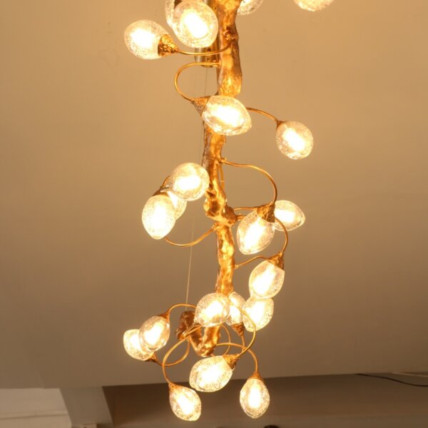 H45cm Copper Chandelier Brass Glass - 图片 4