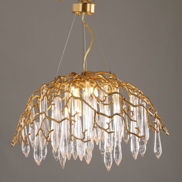 D60CM Glass Chandelier Copper Brass - 图片 4