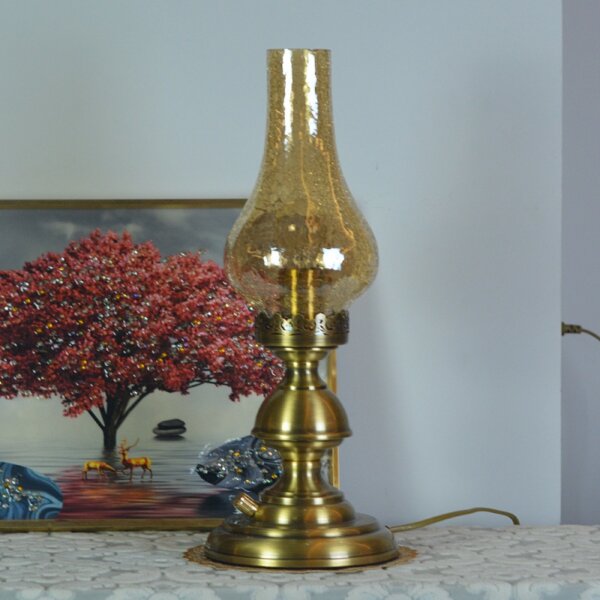 Retro Metal Electric Glass Flame Table Lamp - Image 4